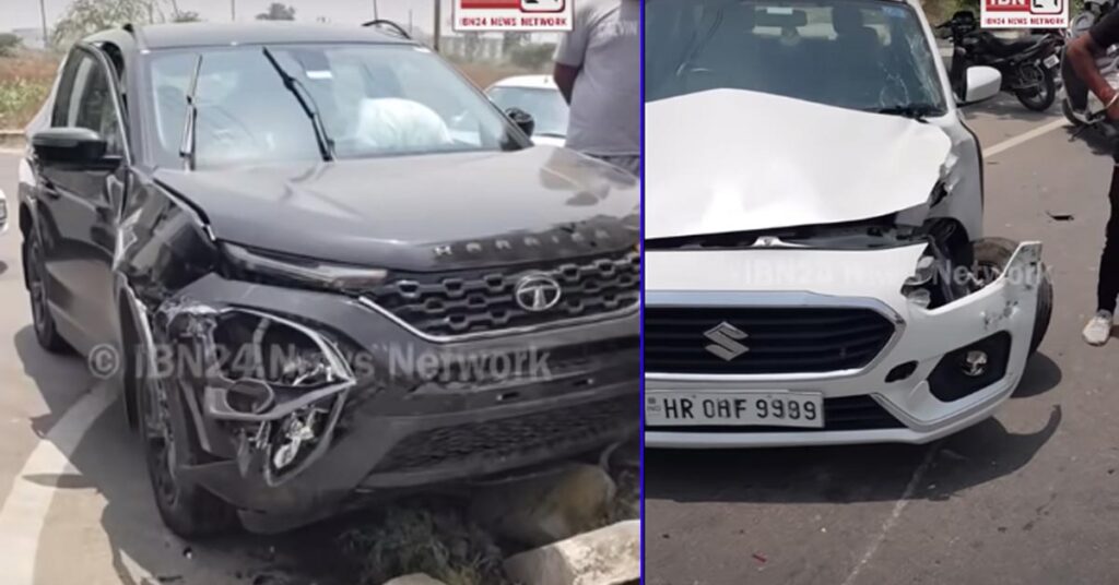 Tata Harrier-Maruti Dzire accident